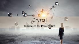  Presentation with cards connecting world - PPT theme with technologies connecting the world mixed background and a lemonade colored foreground