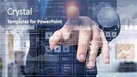  Presentation with mass media business technology internet - Theme consisting of technologies for business mixed media background and a ocean colored foreground