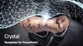  Presentation with connecting people - Colorful presentation theme enhanced with technologies for connecting people mixed backdrop and a dark gray colored foreground