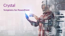  Presentation with nouvelle technologies de communication en santé - Cool new theme with technologies for connection and communication backdrop and a  colored foreground