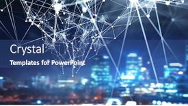  Presentation with connection - Colorful PPT theme enhanced with technologies for connection mixed media backdrop and a ocean colored foreground