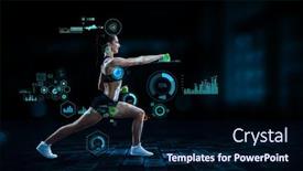  Presentation with sports - PPT theme with technologies-for-sports-mixed-media background and a navy blue colored foreground