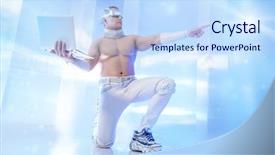  Presentation with futuristic glasses - Theme enhanced with technologies of the future man background and a sky blue colored foreground