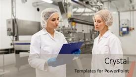  Presentation with ice cream - PPT theme having technologists with clipboard at ice background and a light gray colored foreground