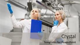  Presentation with ice cream - Slides enhanced with technologists with clipboard at ice background and a light gray colored foreground