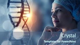  Presentation with science - PPT layouts with technologu - woman science technologist in laboratory background and a ocean colored foreground