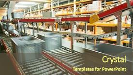  Presentation with spare parts - Slide set with technology - automated warehouse boxes with spare background and a tawny brown colored foreground