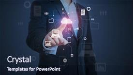  Presentation with virtual technology - Audience pleasing slide deck consisting of technology - businessman pressing on cloud button backdrop and a wine colored foreground