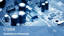  Presentation with circuit board - Theme having technology - close-up of electronic circuit board background and a teal colored foreground
