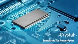 Presentation with circuit board - Cool new presentation theme with technology - close-up of electronic circuit board backdrop and a teal colored foreground