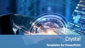  Presentation with virtual technology - Colorful presentation design enhanced with technology - close up of human hands backdrop and a teal colored foreground