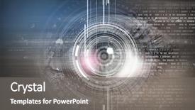  Presentation with eye - Theme enhanced with futuristic technology - close up of woman's eye background and a gray colored foreground
