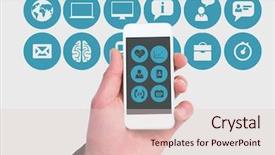  Presentation with music apps - Cool new presentation theme with mobile medical technology - digital composite of apps backdrop and a  colored foreground