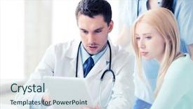  Presentation with medical technology healthcare - Audience pleasing slides consisting of technology - doctor showing something patient backdrop and a  colored foreground