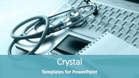  Presentation with workplace - PPT layouts with mobile medical technology - doctor's workplace background and a teal colored foreground