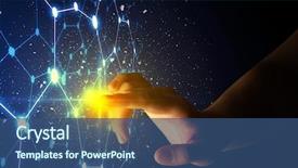  Presentation with finger - Colorful PPT theme enhanced with technology - female finger touching a beam backdrop and a ocean colored foreground