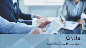  Presentation with meeting - Presentation design with technology - image of businessperson pointing background and a light blue colored foreground