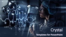  Presentation with medicine - Presentation design featuring technology - innovative technologies in science background and a navy blue colored foreground