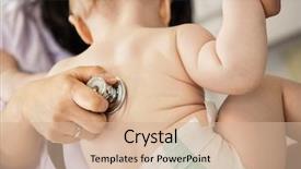  Presentation with doctor examining a newborn baby - Cool new PPT layouts with children s technology - pediatrician's hand examining baby though backdrop and a coral colored foreground