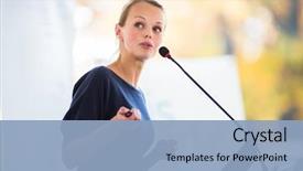  Presentation with woman business - PPT theme with technology - pretty young business woman giving background and a light blue colored foreground