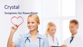  Presentation with medical technology healthcare - Presentation design consisting of technology - young doctor or nurse background and a sky blue colored foreground