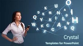  Presentation with beautiful young woman getting face - Slides with technology 3d - beautiful young woman typing background and a ocean colored foreground