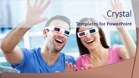  Presentation with personal protective equipment safety glasses - Presentation theme with technology 3d - couple wearing 3d glasses background and a sky blue colored foreground