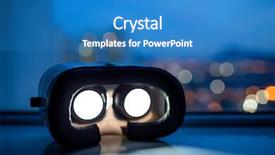  Presentation with virtual reality - Cool new presentation theme with technology 3d - virtual reality device backdrop and a teal colored foreground