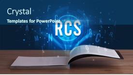  Presentation with open book - Slide set with technology-abbreviation-coming-out background and a ocean colored foreground