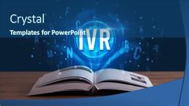  Presentation with open book - Theme enhanced with technology-abbreviation-coming-out background and a ocean colored foreground