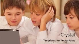  Presentation with school technology - Beautiful PPT layouts featuring technology addiction - cute group of boys playing backdrop and a soft green colored foreground