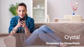  Presentation with phone - Amazing slide set having technology addiction - young girl addicted to mobile backdrop and a gray colored foreground