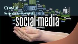  Presentation with social media dangers - Colorful presentation design enhanced with technology advertising global worldwide tagcloud backdrop and a ocean colored foreground