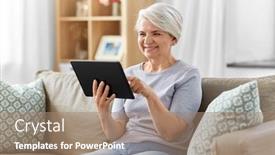  Presentation with technology - Amazing presentation theme having technology-age-and-people-concept backdrop and a coral colored foreground