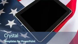  Presentation with nationalism - PPT theme featuring technology american independence day patriotism and nationalism concept - close up of tablet pc computer on american flag background and a ocean colored foreground
