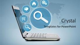  Presentation with advertisement - PPT theme consisting of technology and advertisement concept - laptop background and a light blue colored foreground