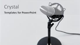  Presentation with audio - Beautiful presentation theme featuring technology-and-audio-equipment-concept backdrop and a light gray colored foreground