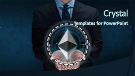  Presentation with cryptocurrency - Audience pleasing theme consisting of technology and business concept - close backdrop and a navy blue colored foreground