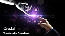  Presentation with virtual technology - Beautiful slide deck featuring technology and business concept - robot backdrop and a black colored foreground