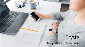  Presentation with notebook design - Amazing presentation having technology and business concept - web backdrop and a  colored foreground