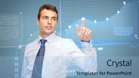  Presentation with business communication for students - PPT theme featuring technology and communication concept - businessman background and a light blue colored foreground