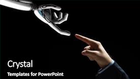  Presentation with artificial intelligence - Amazing PPT layouts having technology and communication concept - robot backdrop and a black colored foreground
