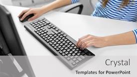  Presentation with education technology - Colorful PPT theme enhanced with technology-and-education-concept-close backdrop and a light gray colored foreground