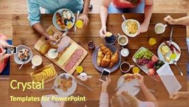  Presentation with food technology - Presentation theme enhanced with smartphones eating and photographing food background and a tawny brown colored foreground