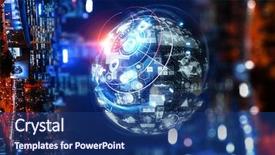  Presentation with hud - Colorful presentation theme enhanced with technology and hud concept mixed backdrop and a ocean colored foreground