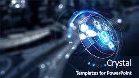  Presentation with hud - Colorful PPT theme enhanced with technology and hud concept mixed backdrop and a navy blue colored foreground