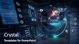  Presentation with hud - Presentation theme enhanced with technology and hud concept mixed background and a navy blue colored foreground