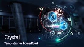  Presentation with hud - PPT theme with technology and hud concept mixed background and a navy blue colored foreground