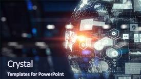  Presentation with hud - Slide set featuring technology and hud concept mixed background and a navy blue colored foreground