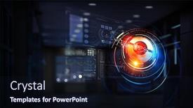  Presentation with hud - Presentation having technology-and-hud-concept-mixed background and a wine colored foreground